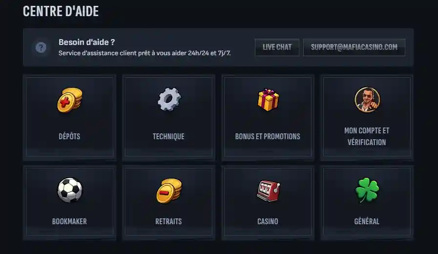 mafia casino support
